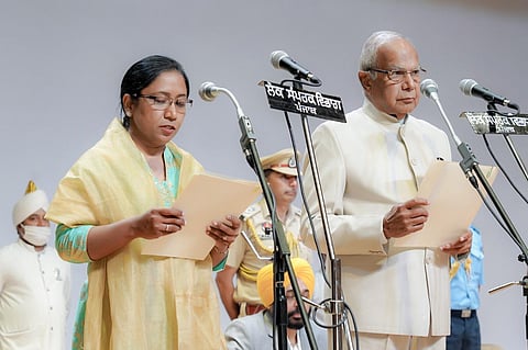 Dr Baljit Kaur takes oath as minister on Saturday. Punjab Governor Banwarilal Purohit administered the oath of office and secrecy to the ten newly inducted cabinet ministers.
