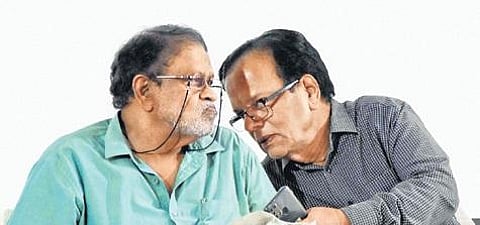 Environmentalist K Purushottam Reddy (right) has a word with B V Subba Rao, of BIS India at a meeting in Hyderabad on Tuesday | R V K Rao