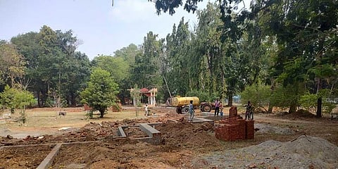 Work under way at the Sivaganga Park in Thanjavur on Wednesday | Express