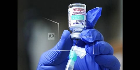 Jose Lazaro prepares a two-shot dose of AstraZeneca's Evusheld, the first set of antibodies grown in a lab to prevent COVID-19, on Jan. 20, 2022(Photo |AP)