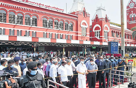 Chief Minister MK Stalin unveiled the Central Square at Chennai Central railway station on Wednesday | Ashwin Prasath