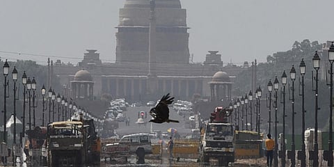 A mirage seen at Rajpath on a hot summer day on Wednesday. (Photo| Parveen Negi, EPS)