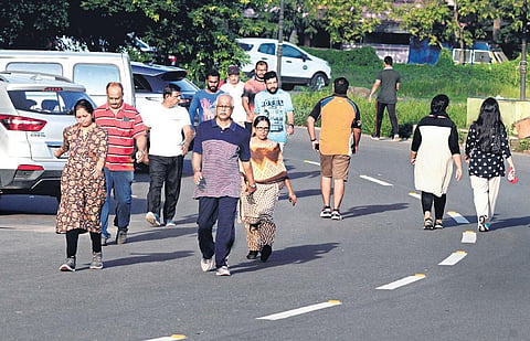 People jogging on the Jawaharlal Nehru Stadium premises at Kaloor | Albin mathew