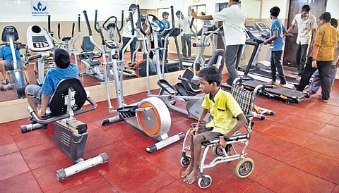 People with disabilities at the Nethrodaya gym | R Satish Babu