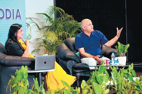 Deputy Chief Minister Manish Sisodia visits GITAM campus in Vizag on Monday and talks about Delhi’s transformation in education sector | Twitter