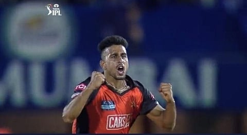Umran Malik of Sunrisers Hyderabad . ( Photo | Twitter, @SunRisers)