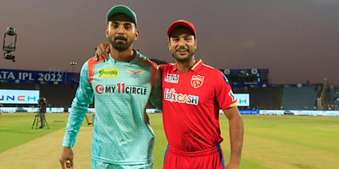 Lucknow Super Giants skipper KL Rahul (L) and Punjab Kings counterpart Mayank Agarwal (Photo| Twitter)