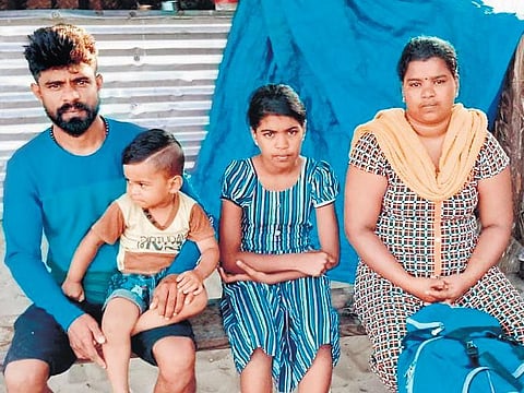 Kishanthan, his wife Ranjitha and their two children. (Photo| EPS)