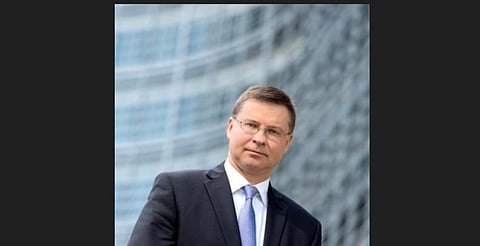 European Union's economy commissioner Valdis Dombrovskis .