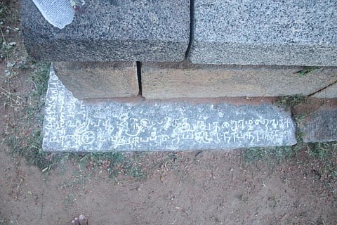 Archeologists found Inscriptions dating back to the Chola period in the basement of a temple in Kappur near Villupuram. (Photo | EPS)