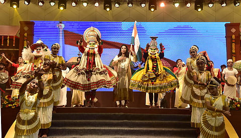 Artists perfrom artforms of the state after the Kerala Travel Mart inauguration at Grand Hyatt in Kochi on Thursday. (Photo | A Sanesh, EPS)