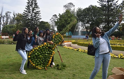 Visitors at the flower show. ( Photo | EPS)
