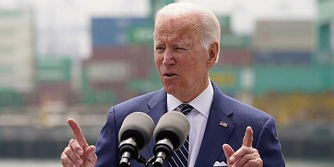 President Joe Biden speaks about inflation and supply chain issues at the Port of Los Angeles on Friday, June 10, 2022, in Los Angeles. (Photo | AP)