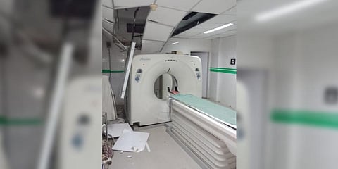 The CT scan room in Karaikal GH whose ceiling collapsed on Sunday | Express