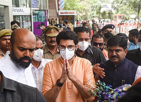 Maharashtra Minister Aaditya Thackeray on his arrival at the airport in Lucknow, Wednesday, June 15, 2022. (Photo | PTI)