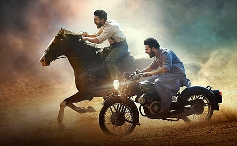 The film poster of period action drama 'RRR'. (Photo | @RRRMovie, Twitter)
