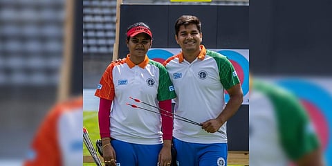 Abhishek Verma and Jyothi Surekha Vennam.(Photo | Twitter, @india_archery)