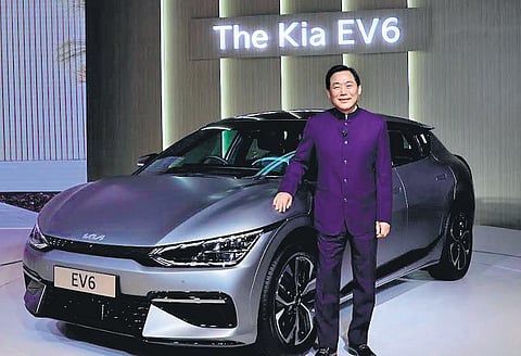 Tae-Jin Park, MD & CEO, Kia India, at the launch of the Kia EV6 in New Delhi | Express