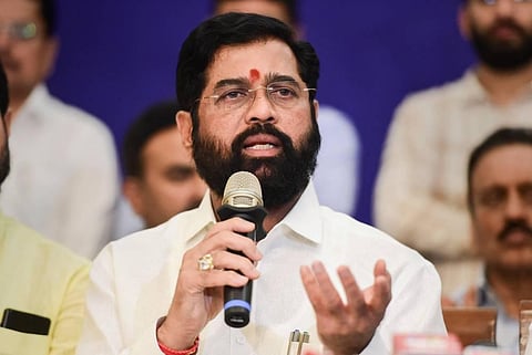 Maharashtra CM and Shiv Sena leader Eknath Shinde addresses a press conference, in Mumbai, Thursday, June 30, 2022. (Photo | PTI)