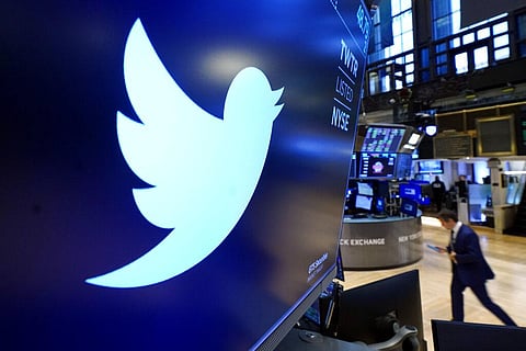 The logo for Twitter appears above a trading post on the floor of the New York Stock Exchange, Nov. 29, 2021. (File Photo | AP)