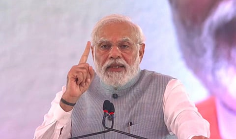 Prime Minister Narendra Modi addresses the closing ceremony of the centenary celebrations of the Bihar Legislative Assembly, in Patna, July 12, 2022. (Photo | PTI)