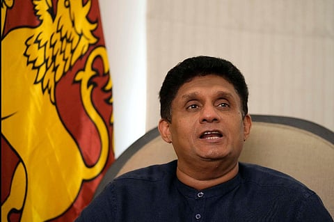 Sri Lankan opposition leader Sajith Premadasa speaks during an interview with The Associated Press at his office in Colombo, Sri Lanka, July 15, 2022. (Photo | AP)