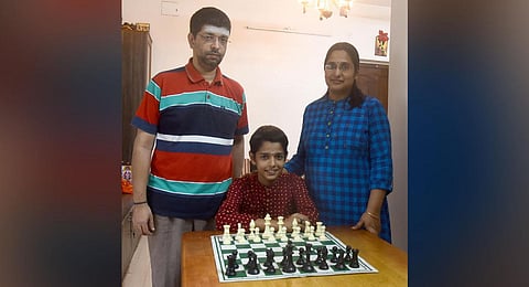 Sai Swaroop with his parents. (Photo | Martin Louis, EPS)