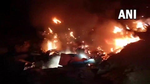 An Indian Air Force's fighter aircraft crashed in Barmer district on Thursday. (Photo | ANI Twitter)