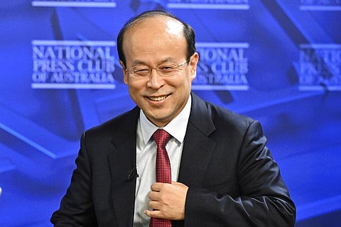 Chinese Ambassador to Australia, Xiao Qian, speaks at the National Press Club in Canberra, Australia, Wednesday, Aug. 10, 2022. (Photo | AP)