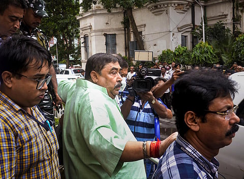 Trinamool Congress leader Anubrata Mondal visits a hospital for medical check-up after being arrested by CBI in connection with a cow smuggling case, in Kolkata, on August 12, 2022. (Photo | PTI)
