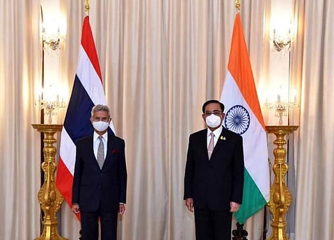 External Affairs Minister S Jaishankar with Thai counterpart Don Pramudwinai(Photo | Twitter)