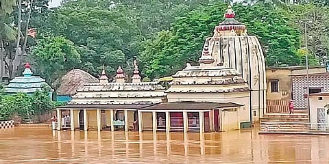 An inundated Saptamatruka temple on the banks of Baitarani river | Express