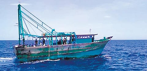 The Akkaraipettai trawler which was seized by Sri Lankan Navy on Monday | Express