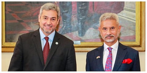 External Affairs Minister S Jaishankar with President of Paraguay MaritoAbdo. (Photo | Dr. S. Jaishankar Twitter)