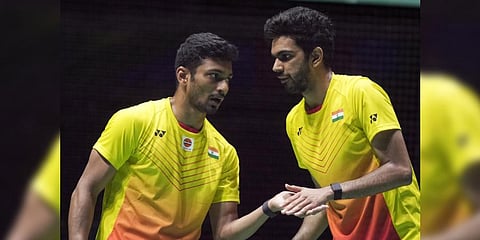 Doubles pair M.R. Arjun, left, and Dhruv Kapila of India.(Photo | AP)