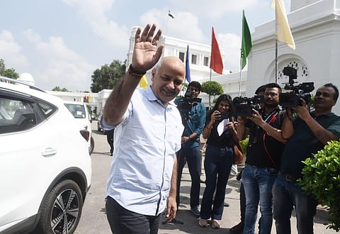 Delhi Deputy Chief Minister Manish Sisodia arrives to attend the one-day special session of the Delhi Legislative Assembly, in New Delhi on Friday (Photo | EPS, Parveen Negi)