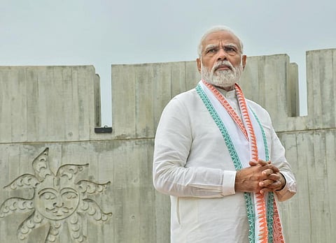 Prime Minister Narendra Modi during inauguration of 'Smruti Van' in Bhuj, Sunday, Aug. 28, 2022. (Photo | PTI)
