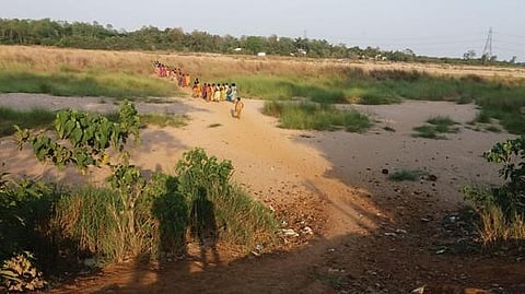 A file photo of people crossing River Nagaval at Balasalarevu | Express