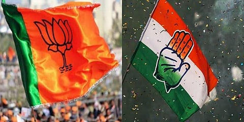 Flags of BJP and Congress parties. Image used for representation.