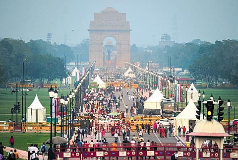 People on Friday visited the newly-named Kartavya Path, a day after its inauguration as part of revamped Central Vista. (Photo| PTI)
