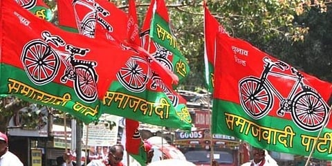 Samajwadi Party Flags. (Photo | PTI)