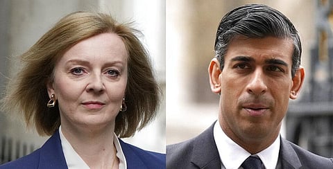 Former Chancellor of the Exchequer Rishi Sunak and Foreign Secretary Liz Truss. (Photo | AP)