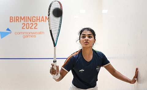 Indian squash player Sunayna Kuruvilla at CWG 2022. (Photo | PTI)