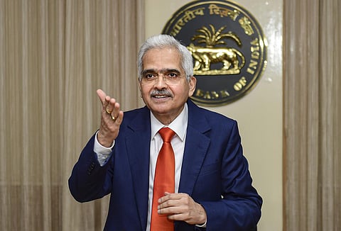 Reserve Bank of India (RBI) Governor Shaktikanta Das addresses a press conference, at RBI headquarters in Mumbai. (Photo | PTI)
