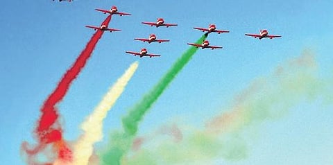 File photo of the Surya Kiran performing at the inaugural session of Aero India 2011 at Yelahanka Air Force Station in Bengaluru