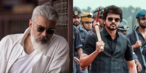 The Vijay-starrer Varisu and the Ajith Kumar-starrer Thunivu are set to hit the theatres on January 11, ahead of the Pongal festivity. (Photo | Screengrabs)
