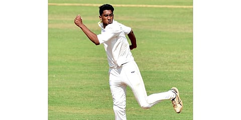 A file photo of Tamil Nadu's new skipper Sai Kishore during a Ranji Trophy in Chennai. (Photo | D Sampathkumar, EPS)