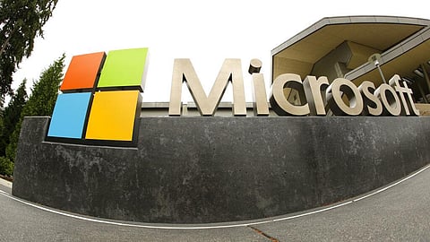Microsoft Corp. logo outside the Microsoft Visitor Center in Redmond, Washington, July 3, 2014. (File Photo | AP)