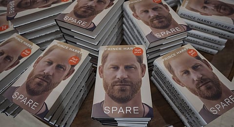 Copies of the new book by Prince Harry called 'Spare' are displayed at a book store in London. (Photo | AP)