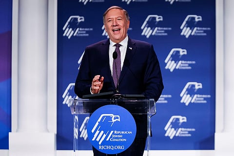 Former US Secretary of State Mike Pompeo speaks at a Republican Leadership Meeting in Las Vegas, Nevada on Nov 18, 2022. (Photo | AFP)